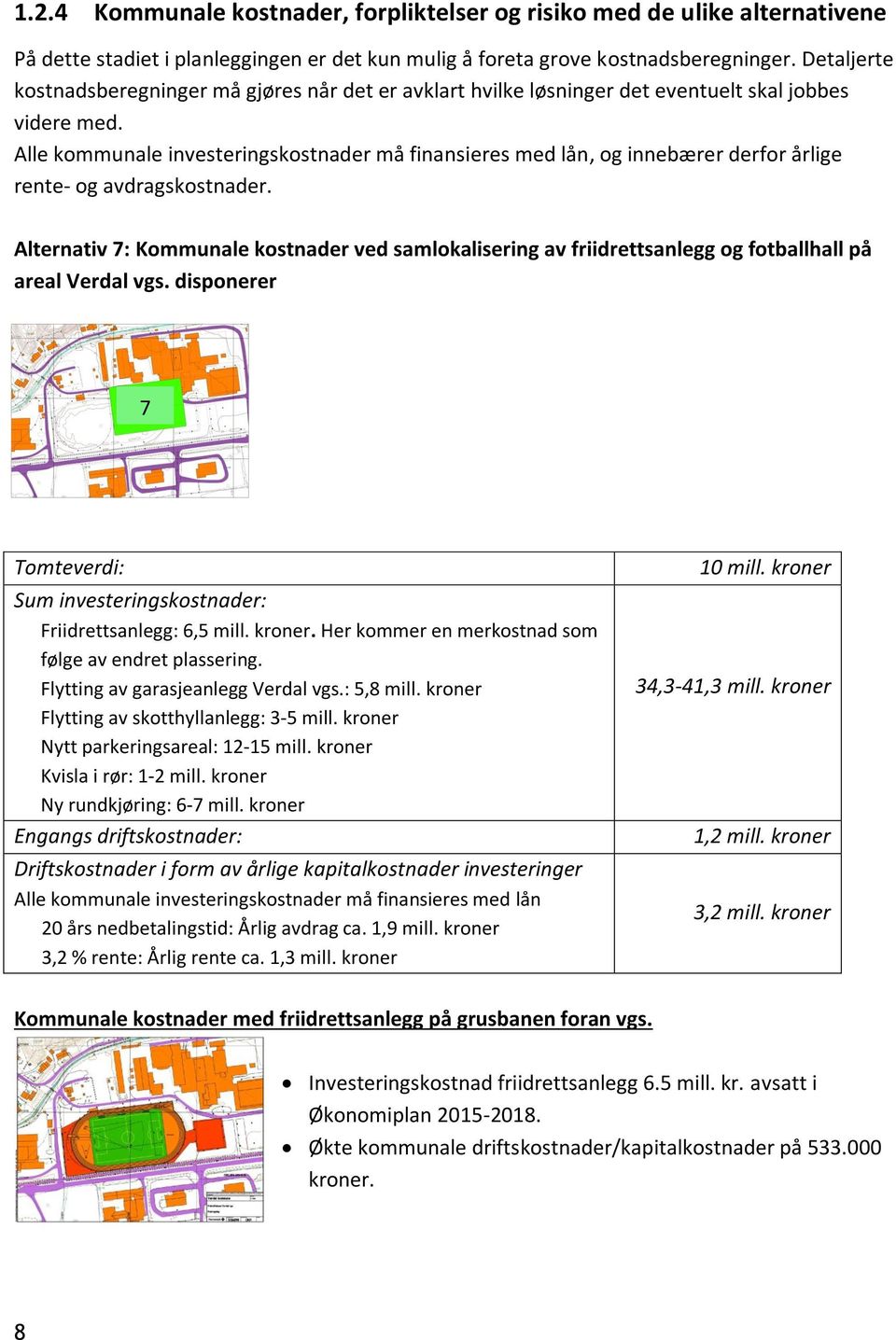 Alle kommunale investeringskostnader må finansieres med lån, og innebærer derfor årlige rente- og avdragskostnader.