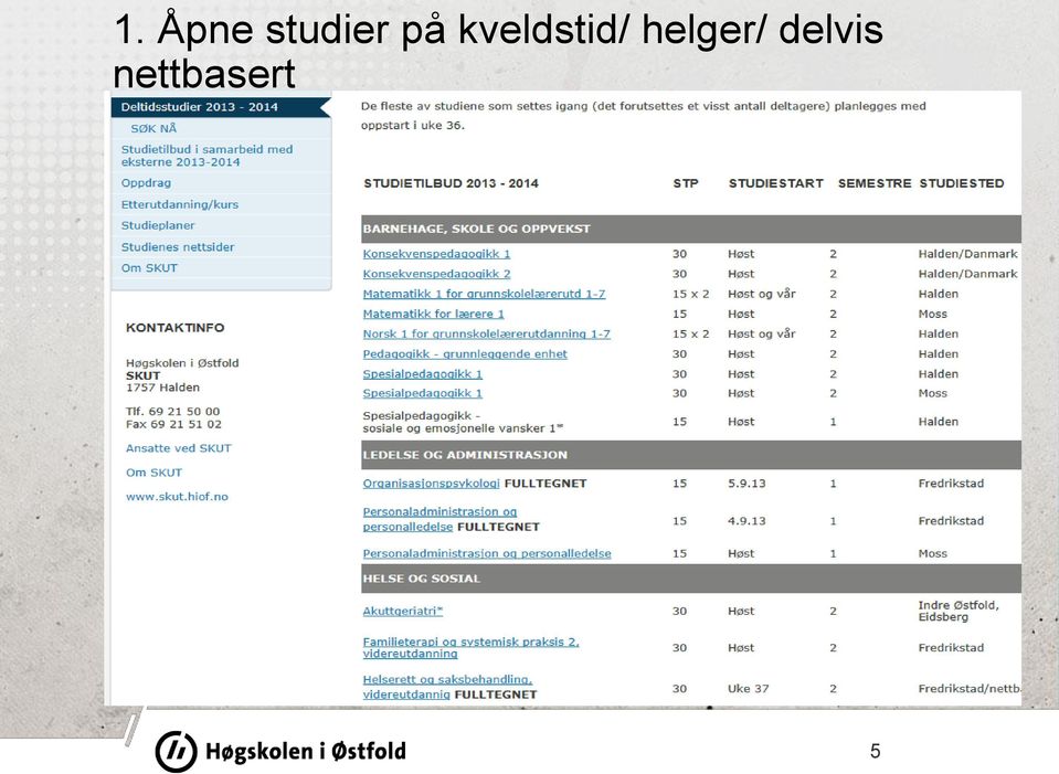 nettbasert Åpne studier på 