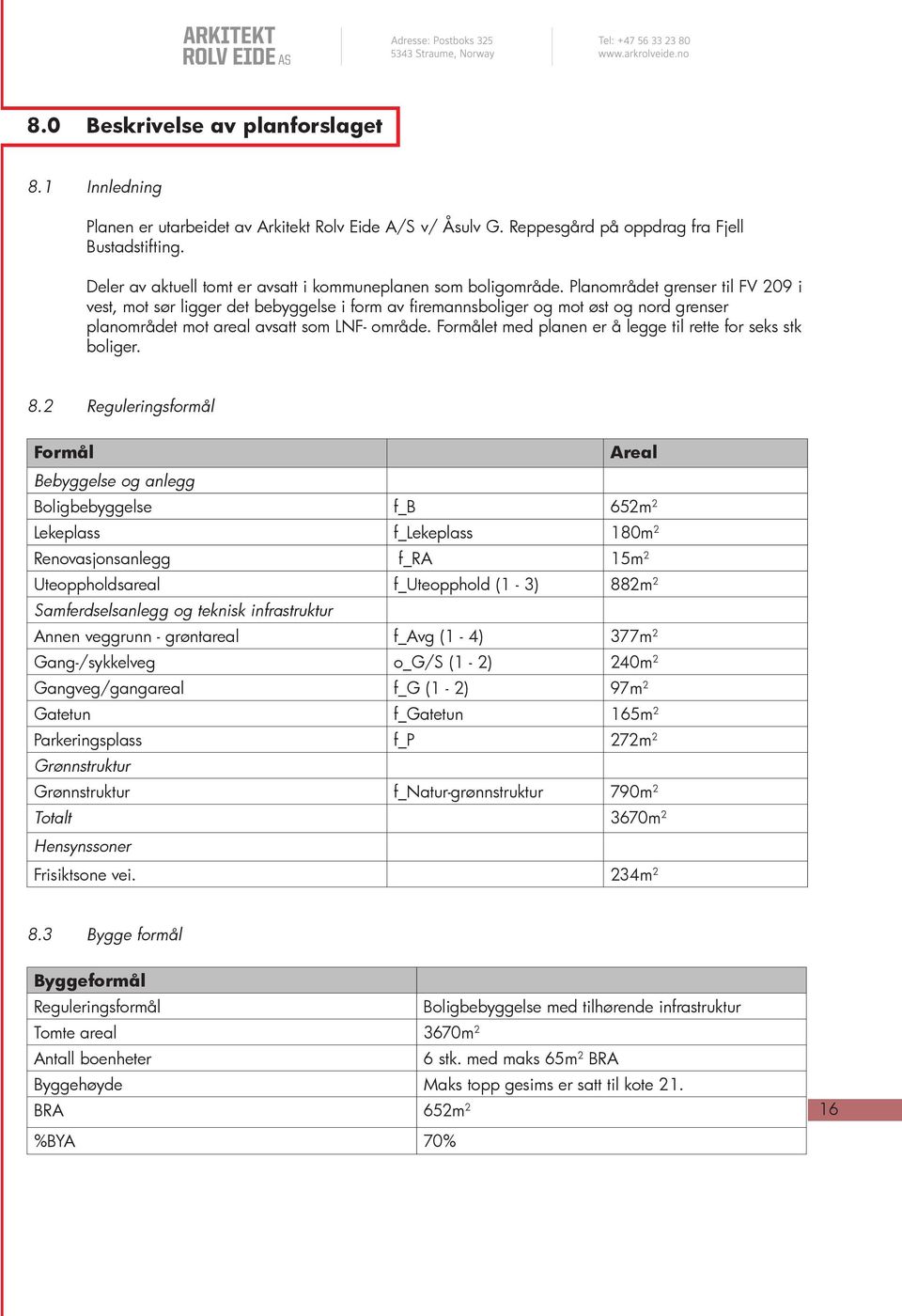 Planområdet grenser til FV 209 i vest, mot sør ligger det bebyggelse i form av firemannsboliger og mot øst og nord grenser planområdet mot areal avsatt som LNF- område.