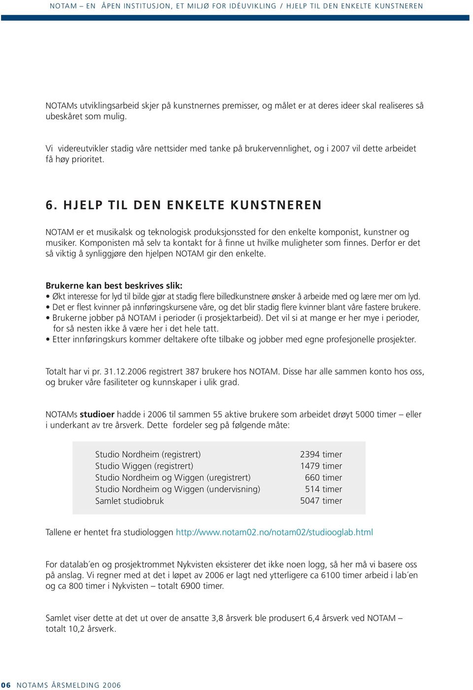 HJELP TIL DEN ENKELTE KUNSTNEREN NOTAM er et musikalsk og teknologisk produksjonssted for den enkelte komponist, kunstner og musiker.