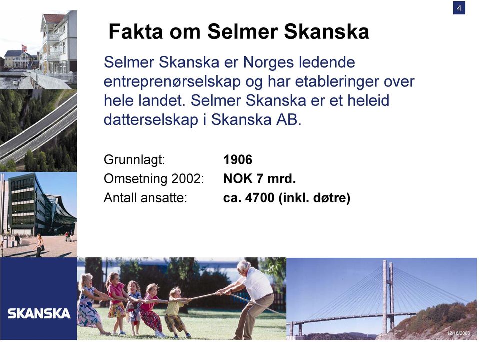 Selmer Skanska er et heleid datterselskap i Skanska AB.