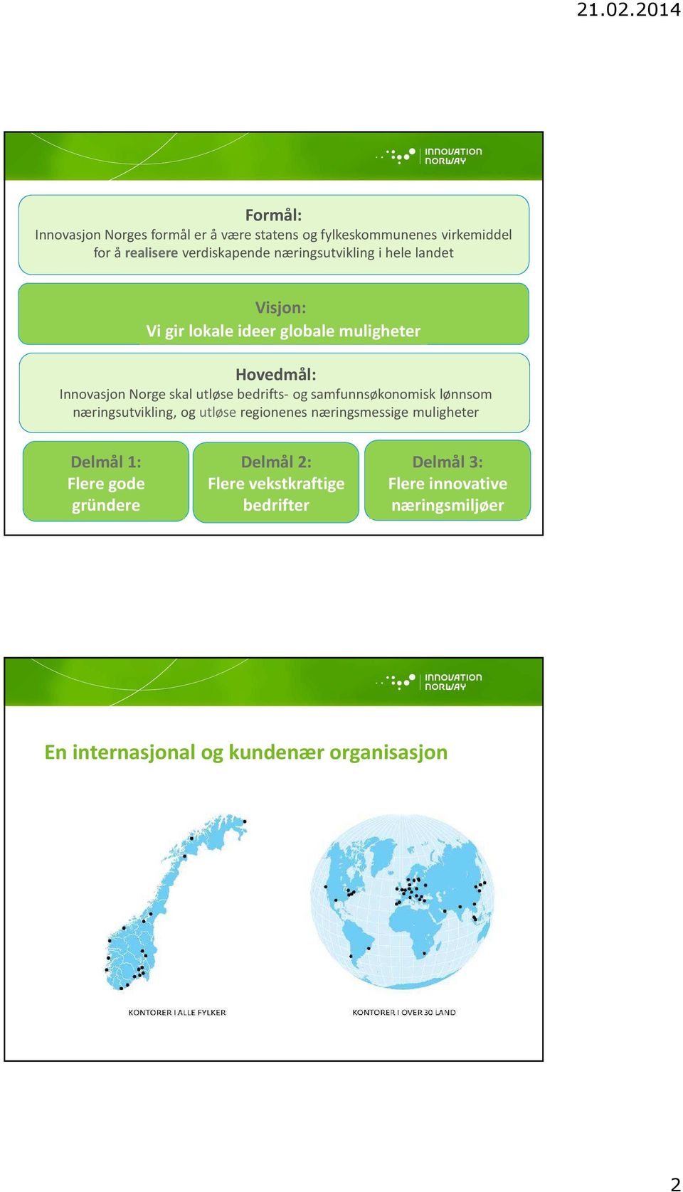 bedrifts- og samfunnsøkonomisk lønnsom næringsutvikling, og utløse regionenes næringsmessige muligheter Delmål 1: Flere