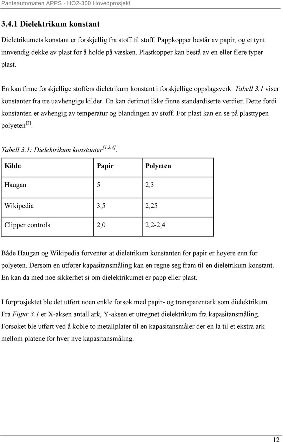 En kan derimot ikke finne standardiserte verdier. Dette fordi konstanten er avhengig av temperatur og blandingen av stoff. For plast kan en se på plasttypen polyeten [2]. Tabell 3.