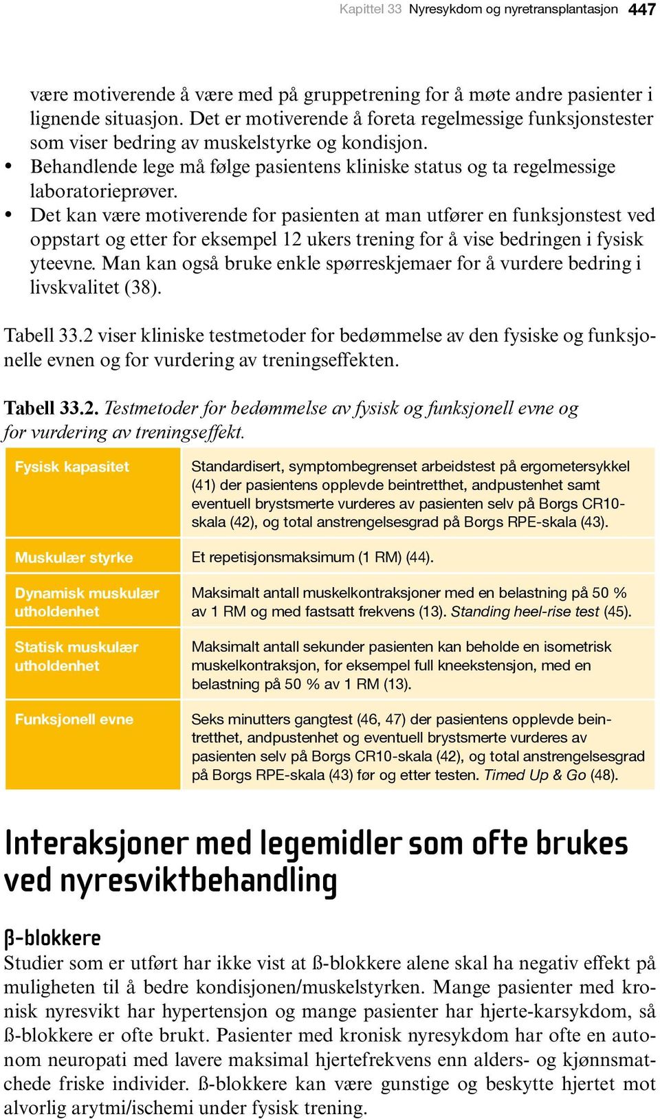 Det kan være motiverende for pasienten at man utfører en funksjonstest ved oppstart og etter for eksempel 12 ukers trening for å vise bedringen i fysisk yteevne.