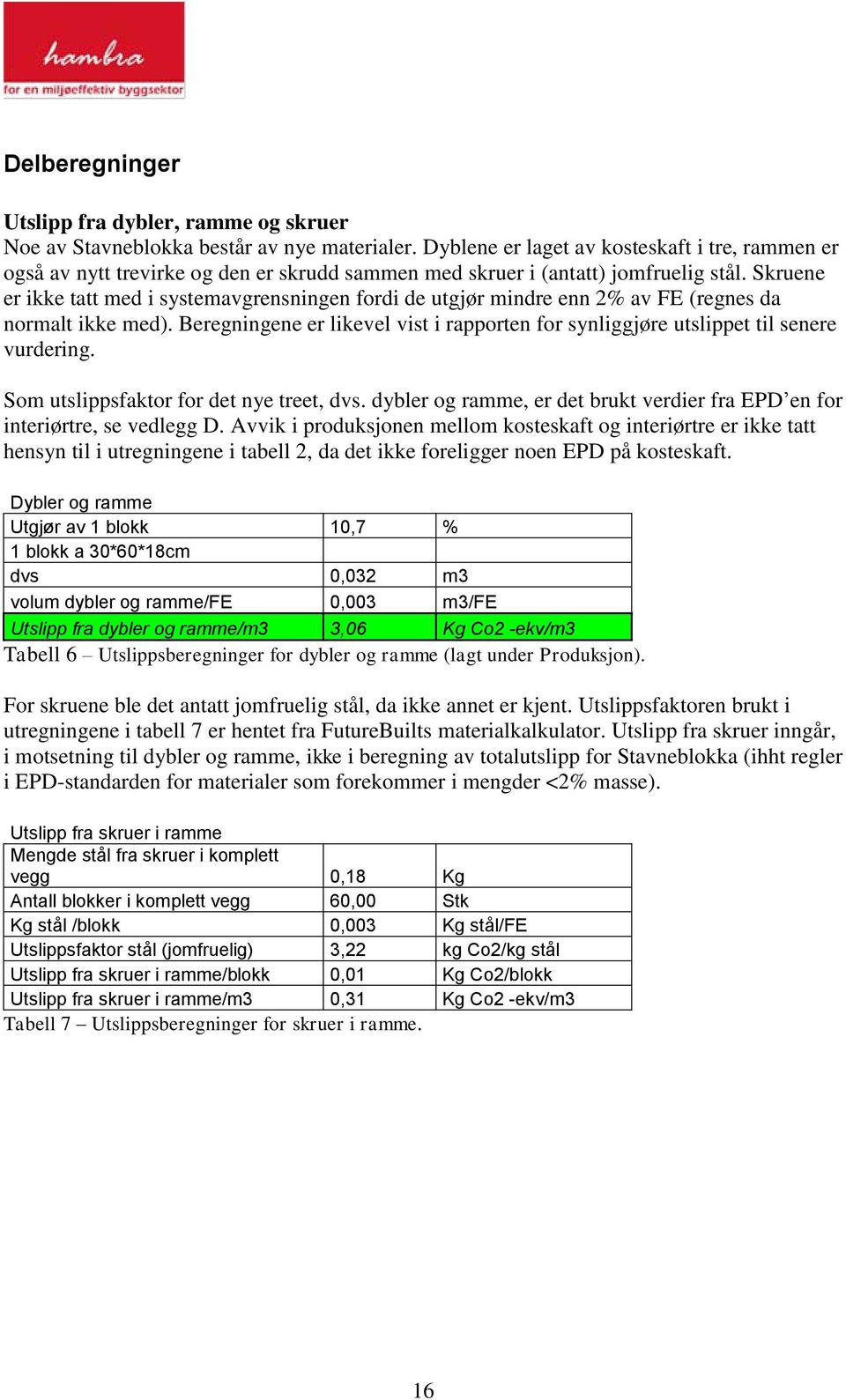 Skruene er ikke tatt med i systemavgrensningen fordi de utgjør mindre enn 2% av FE (regnes da normalt ikke med).