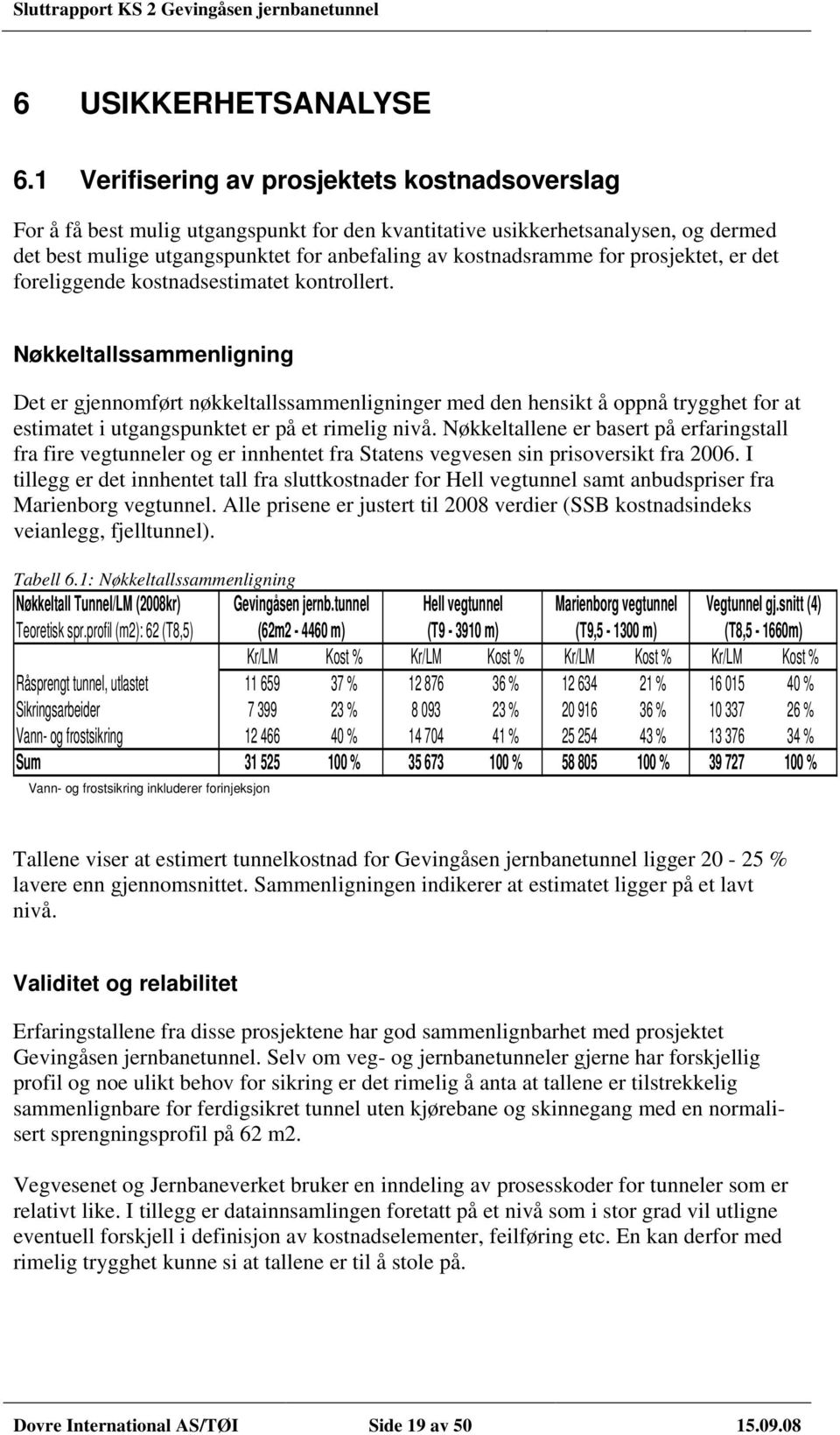 prosjektet, er det foreliggende kostnadsestimatet kontrollert.