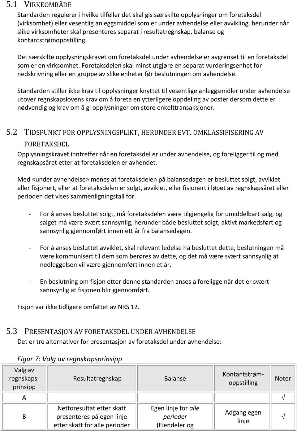 Det særskilte opplysningskravet om foretaksdel under avhendelse er avgrenset til en foretaksdel som er en virksomhet.