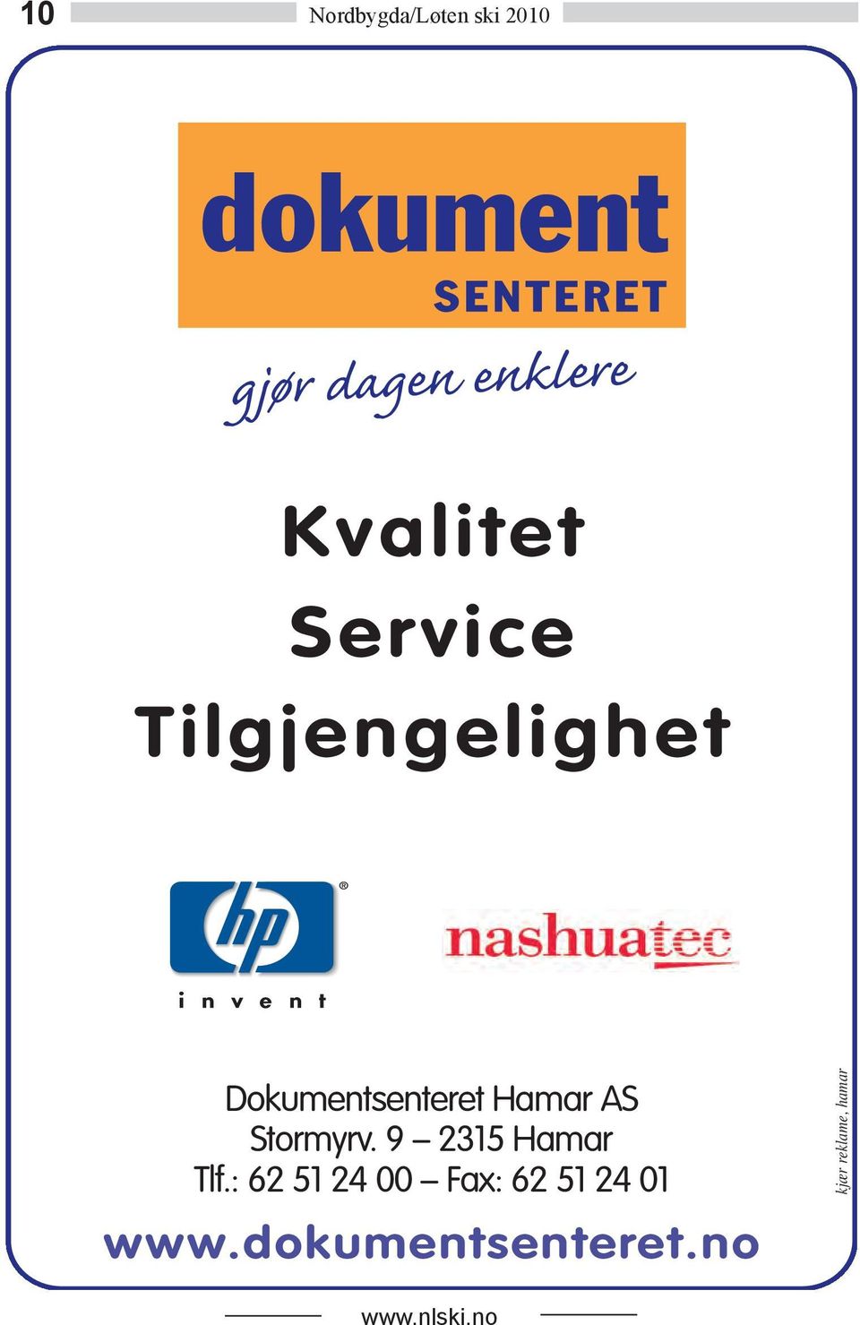 2010 10 Kvalitet Service Tilgjengelighet Dokumentsenteret