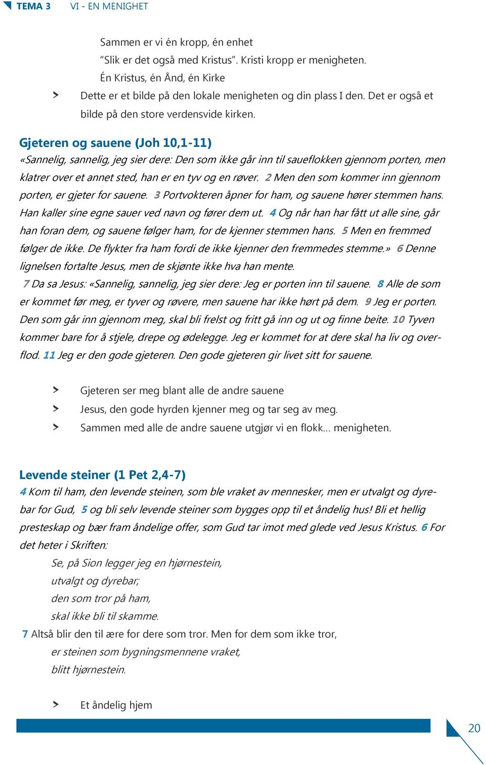 Gjeteren og sauene (Joh 10,1-11) «Sannelig, sannelig, jeg sier dere: Den som ikke går inn til saueflokken gjennom porten, men klatrer over et annet sted, han er en tyv og en røver.