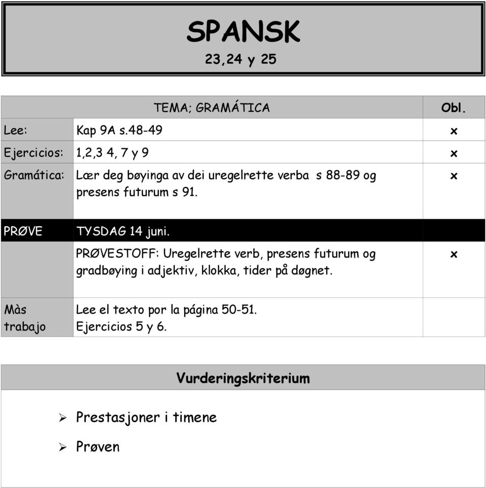 presens futurum s 91. PRØVE TYSDAG 14 juni.