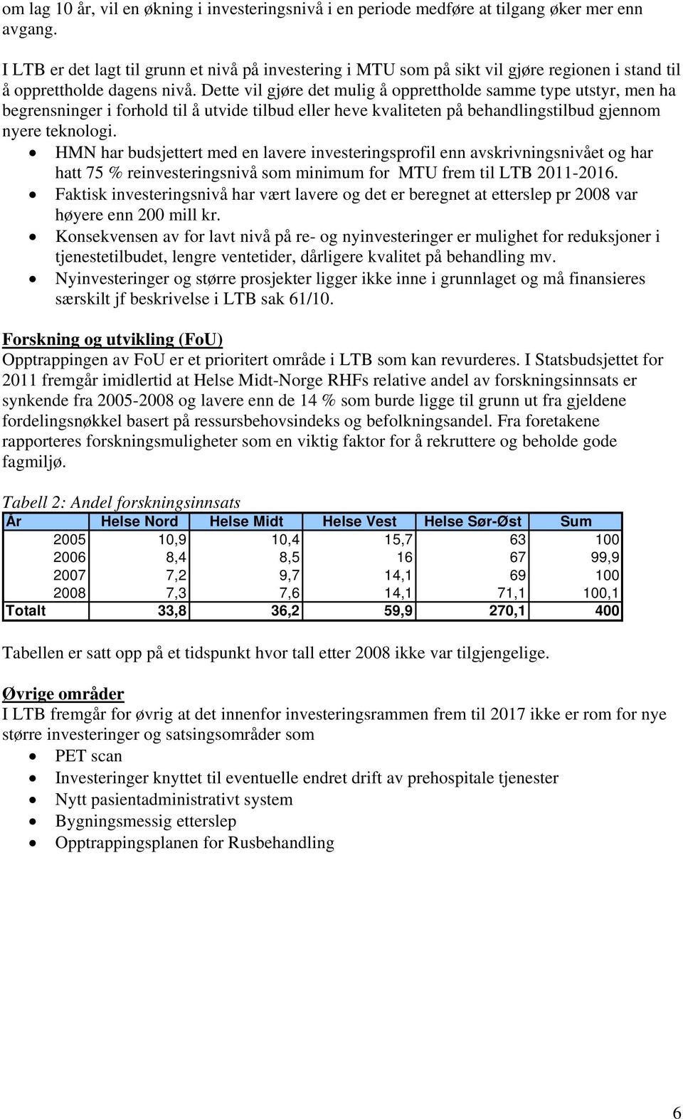 Dette vil gjøre det mulig å opprettholde samme type utstyr, men ha begrensninger i forhold til å utvide tilbud eller heve kvaliteten på behandlingstilbud gjennom nyere teknologi.