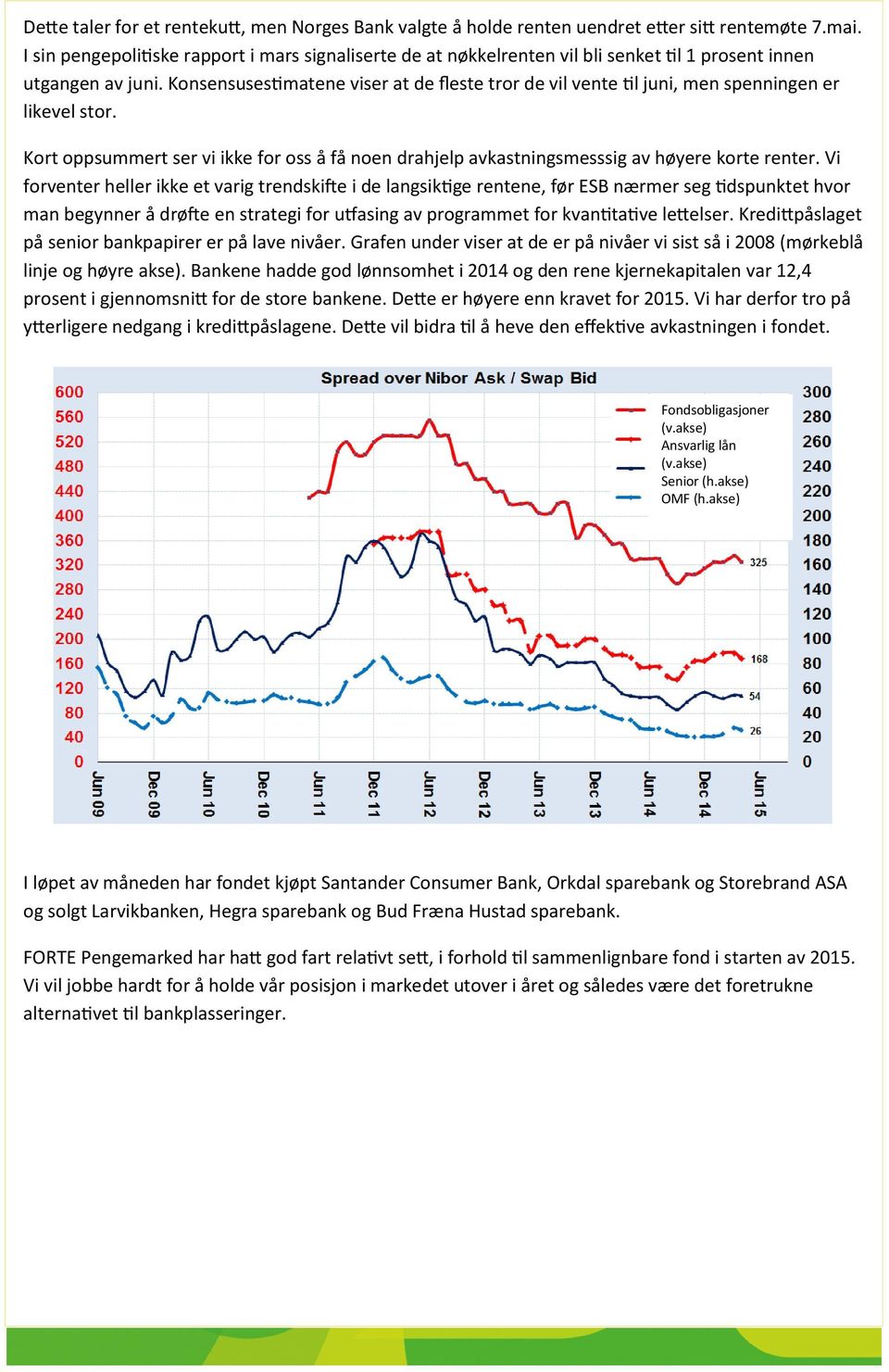 Konsensusestimatene viser at de fleste tror de vil vente til juni, men spenningen er likevel stor. Kort oppsummert ser vi ikke for oss å få noen drahjelp avkastningsmesssig av høyere korte renter.