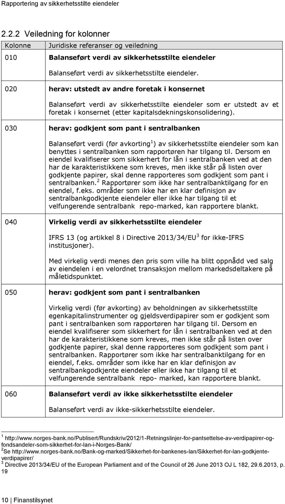 030 herav: godkjent som pant i sentralbanken Balanseført verdi (før avkorting 1 ) av sikkerhetsstilte eiendeler som kan benyttes i sentralbanken som rapportøren har tilgang til.