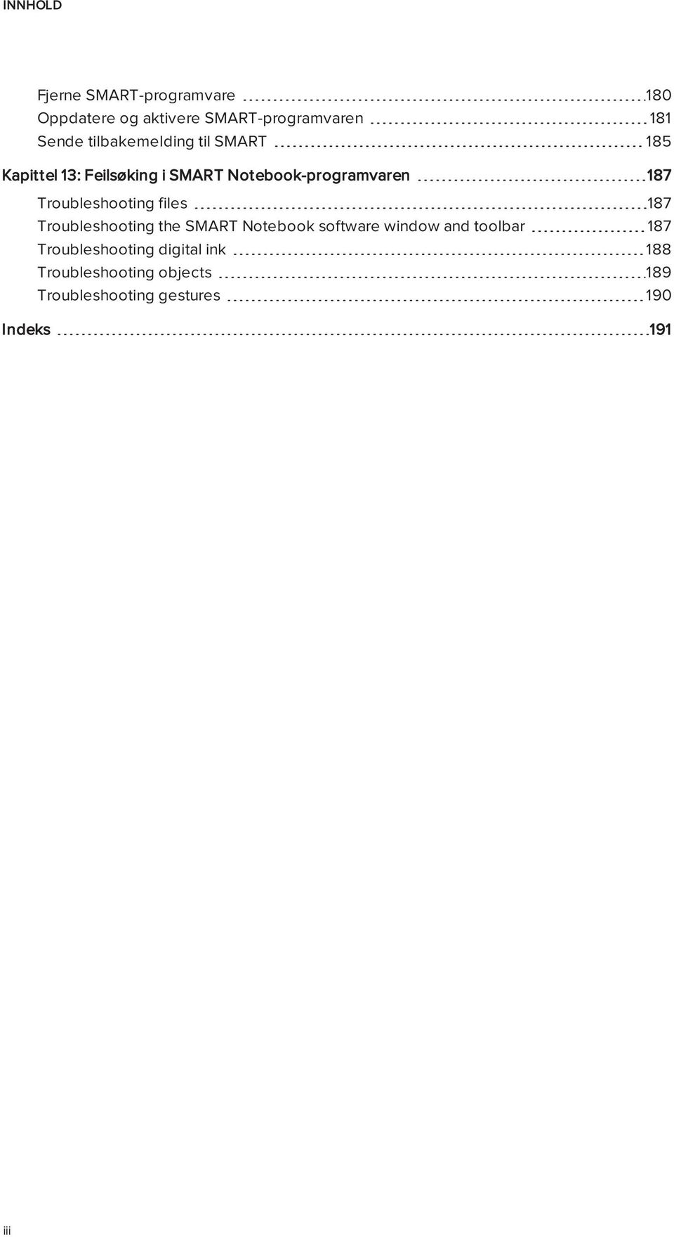 Trubleshting files 187 Trubleshting the SMART Ntebk sftware windw and tlbar 187