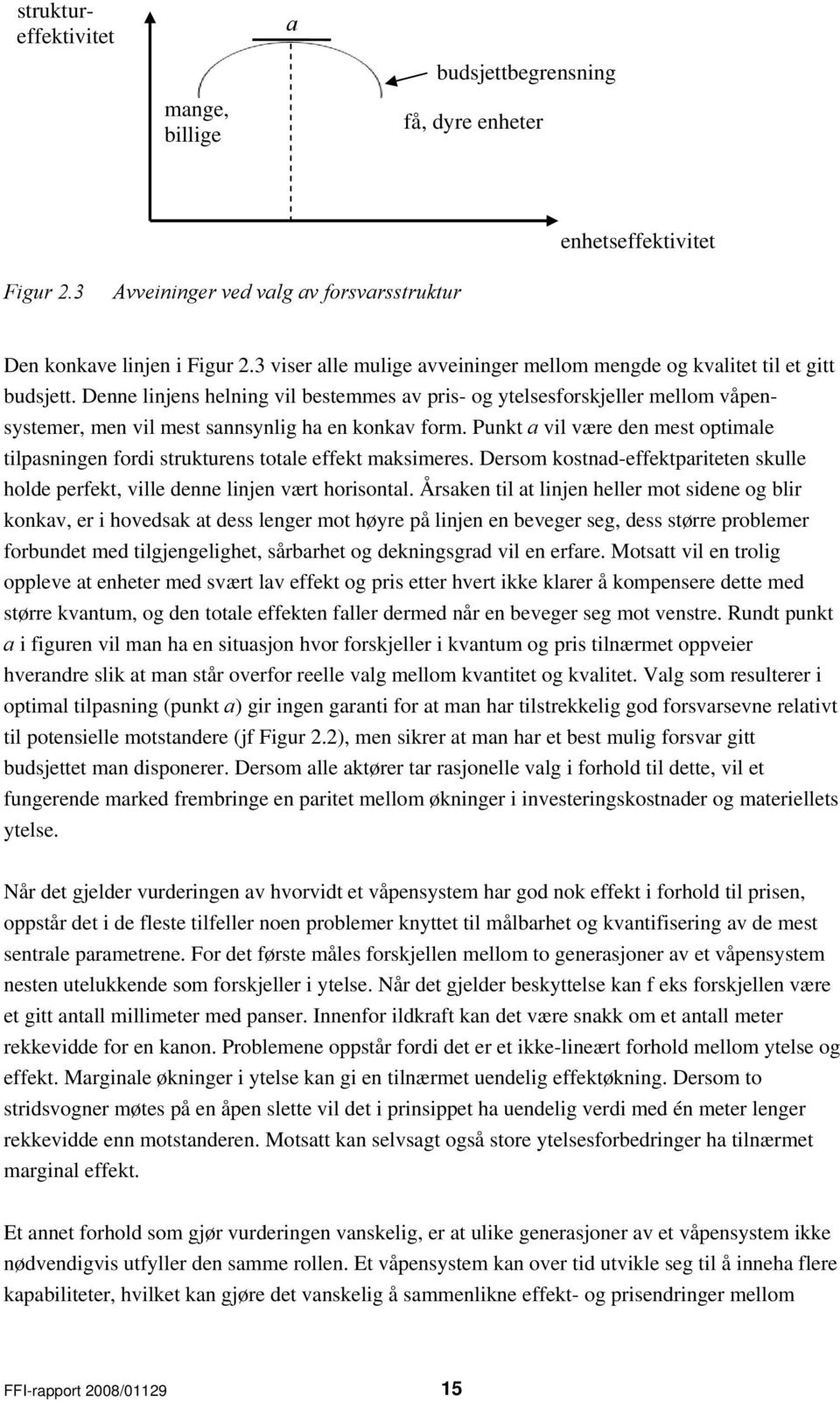 Denne linjens helning vil bestemmes av pris- og ytelsesforskjeller mellom våpensystemer, men vil mest sannsynlig ha en konkav form.