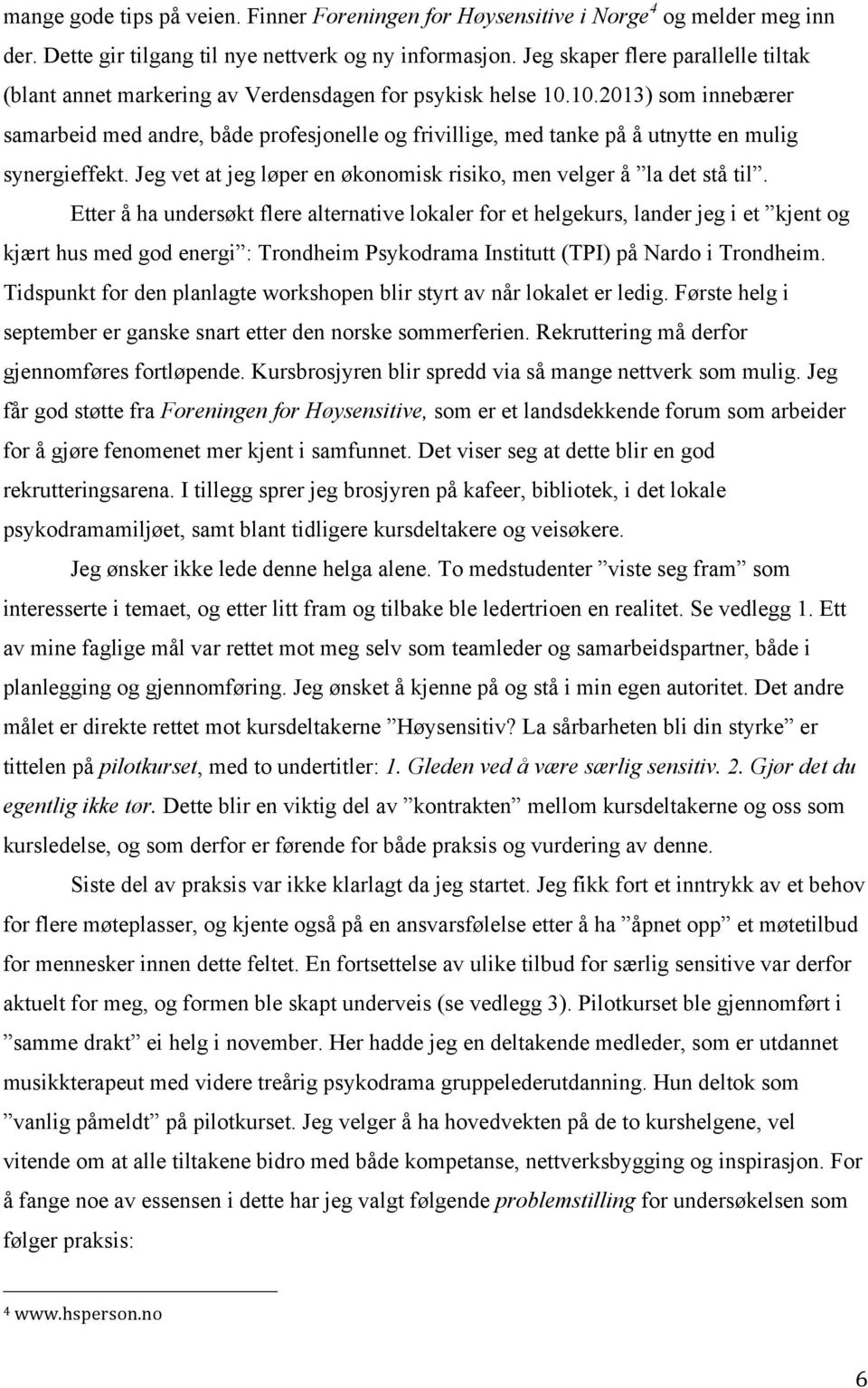 10.2013) som innebærer samarbeid med andre, både profesjonelle og frivillige, med tanke på å utnytte en mulig synergieffekt. Jeg vet at jeg løper en økonomisk risiko, men velger å la det stå til.