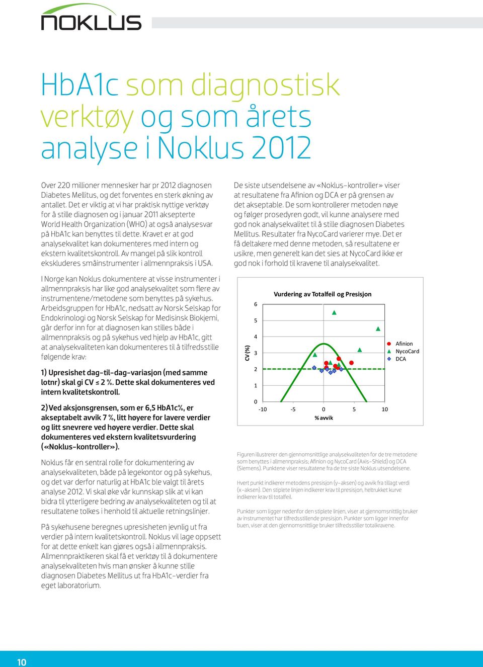 Kravet er at god analysekvalitet kan dokumenteres med intern og ekstern kvalitetskontroll. Av mangel på slik kontroll ekskluderes småinstrumenter i allmennpraksis i USA.