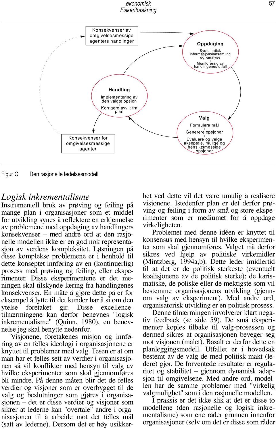 rasjonelle ledelsesmodell Logisk inkrementalisme Instrumentell bruk av prøving og feiling på mange plan i organisasjoner som et middel for utvikling synes å reflektere en erkjennelse av problemene