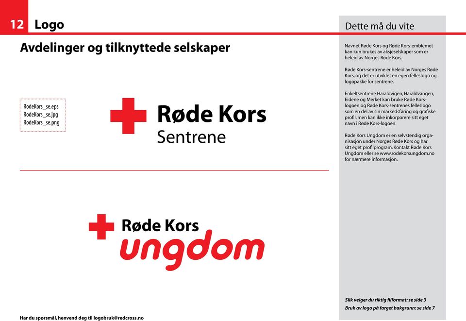 png Enkeltsentrene Haraldvigen, Haraldvangen, Eidene og Merket kan bruke Røde Korslogoen og Røde Kors-sentrenes felleslogo som en del av sin markedsføring og grafiske profil, men kan ikke inkorporere