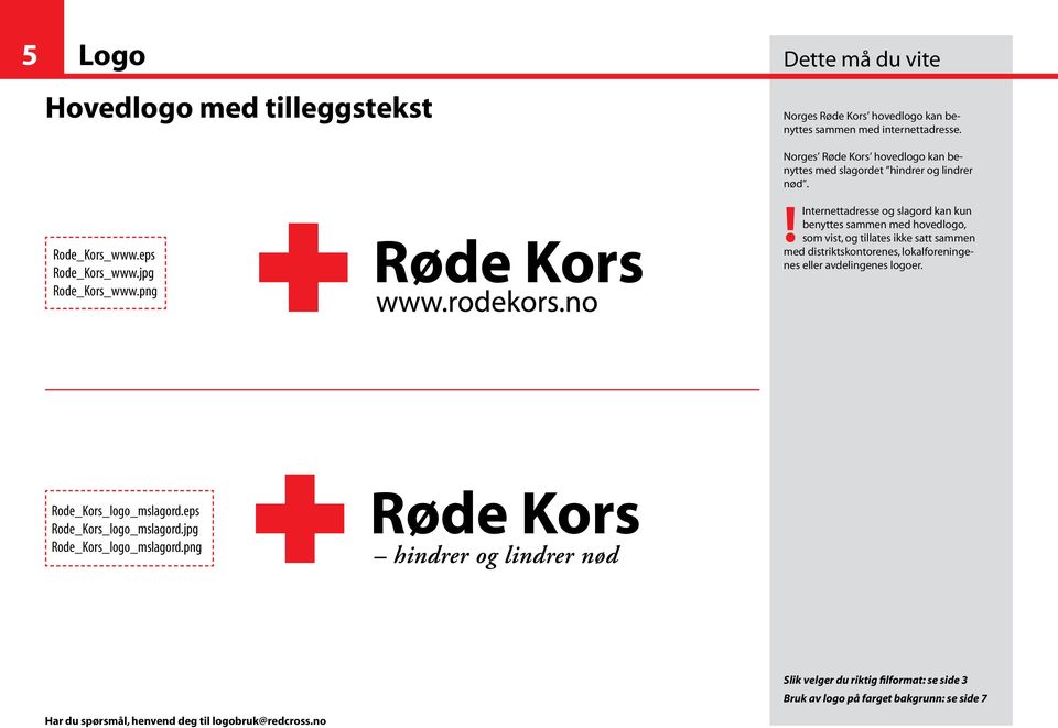 Norges Røde Kors hovedlogo kan benyttes med slagordet hindrer og lindrer nød.