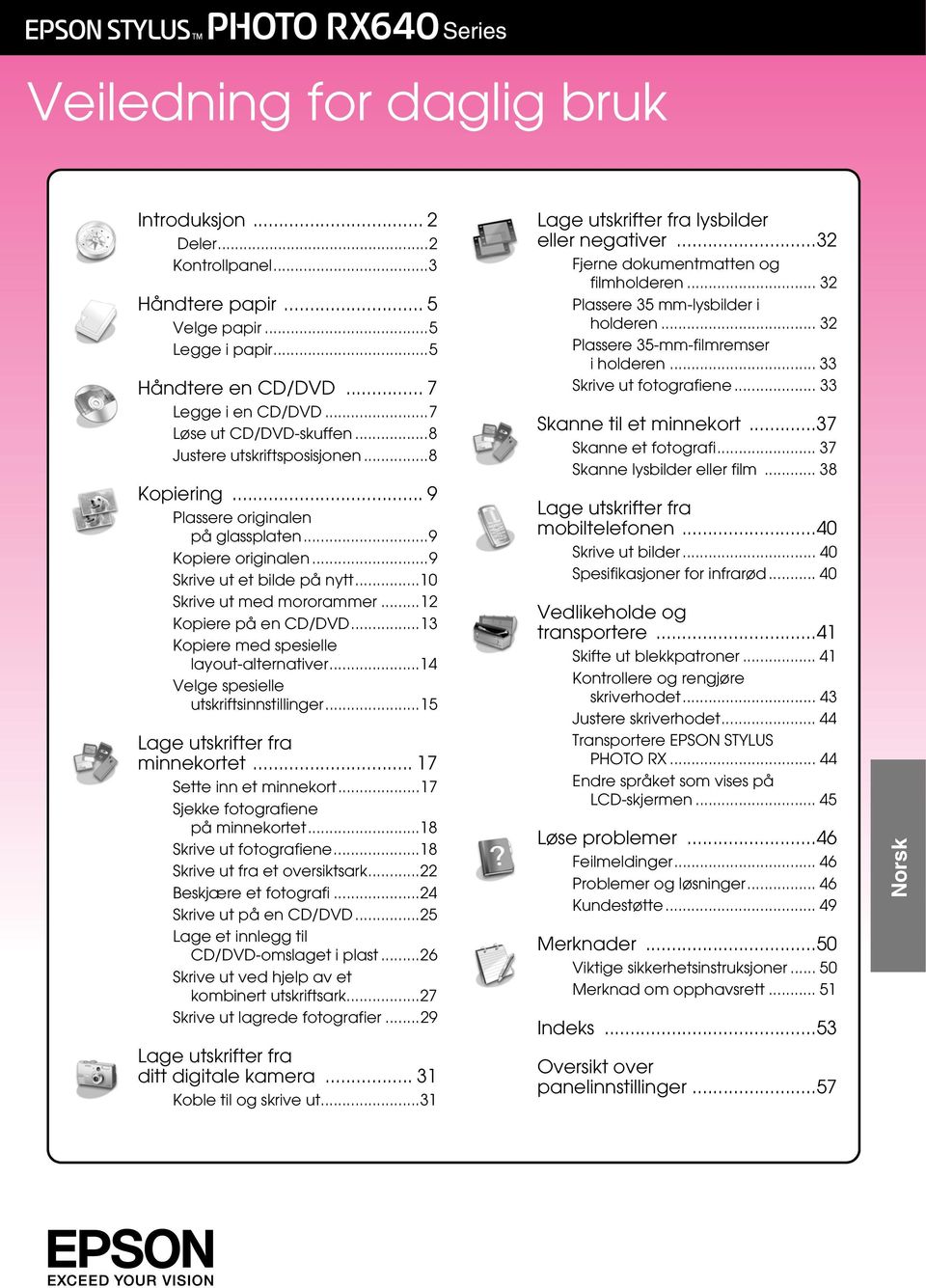 ..13 Kopiere med spesielle layout-alternativer...14 Velge spesielle utskriftsinnstillinger...15 Lage utskrifter fra minnekortet... 17 Sette inn et minnekort...17 Sjekke fotografiene på minnekortet.