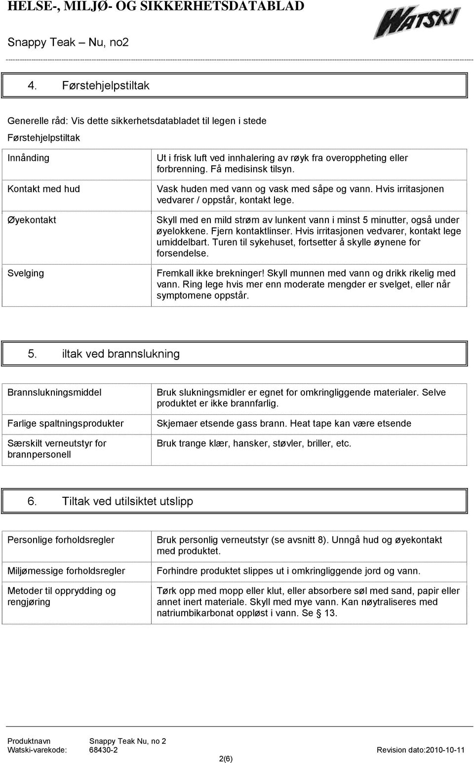 overoppheting eller forbrenning. Få medisinsk tilsyn. Vask huden med vann og vask med såpe og vann. Hvis irritasjonen vedvarer / oppstår, kontakt lege.