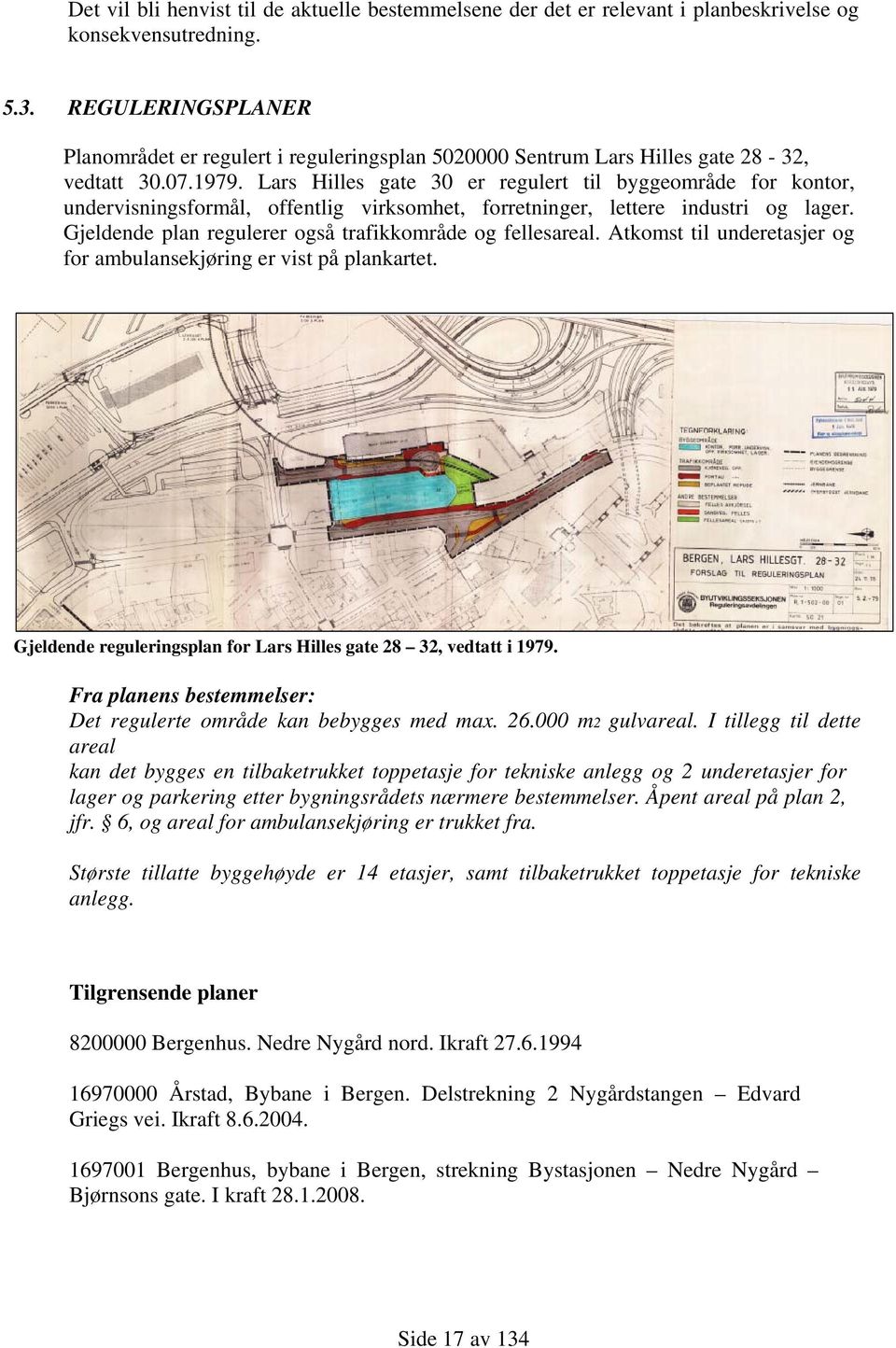 Lars Hilles gate 30 er regulert til byggeområde for kontor, undervisningsformål, offentlig virksomhet, forretninger, lettere industri og lager.