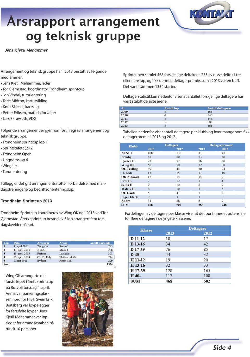 253 av disse deltok i tre eller flere løp, og fikk dermed deltagerpremie, som i 2013 var en buff. Det var tilsammen 1334 starter.