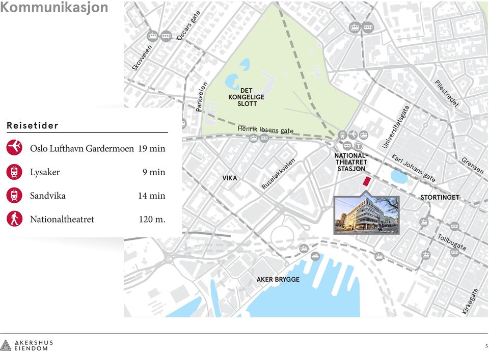 President Harbitz' gate Oslo Lufthavn Gardermoen Lysaker Sandvika Skovveien 19 min 9 min 14 min Oscars gate Parkveien Henrik Ibsens