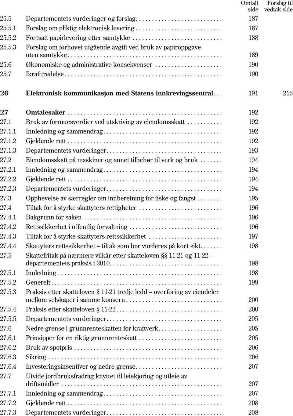 6 Økonomiske og administrative konsekvenser..................... 190 25.7 Ikrafttredelse................................................. 190 Forslag til vedtak side 26 Elektronisk kommunikasjon med Statens innkrevingssentral.