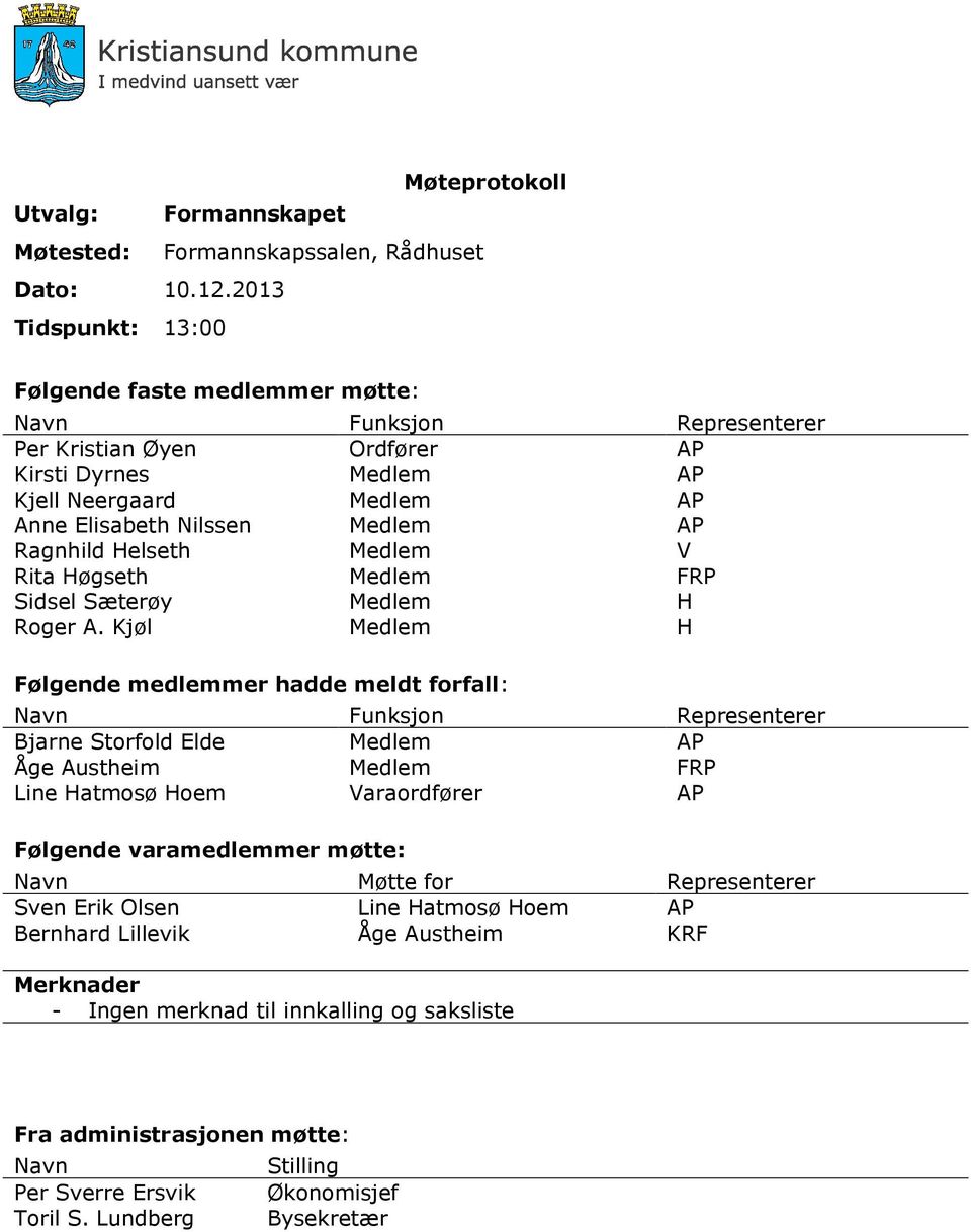 Ragnhild Helseth Medlem V Rita Høgseth Medlem FRP Sidsel Sæterøy Medlem H Roger A.