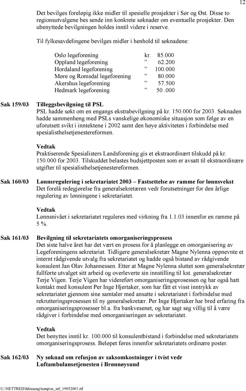 200 Hordaland legeforening 100.000 Møre og Romsdal legeforening 80.000 Akershus legeforening 57.500 Hedmark legeforening 50.