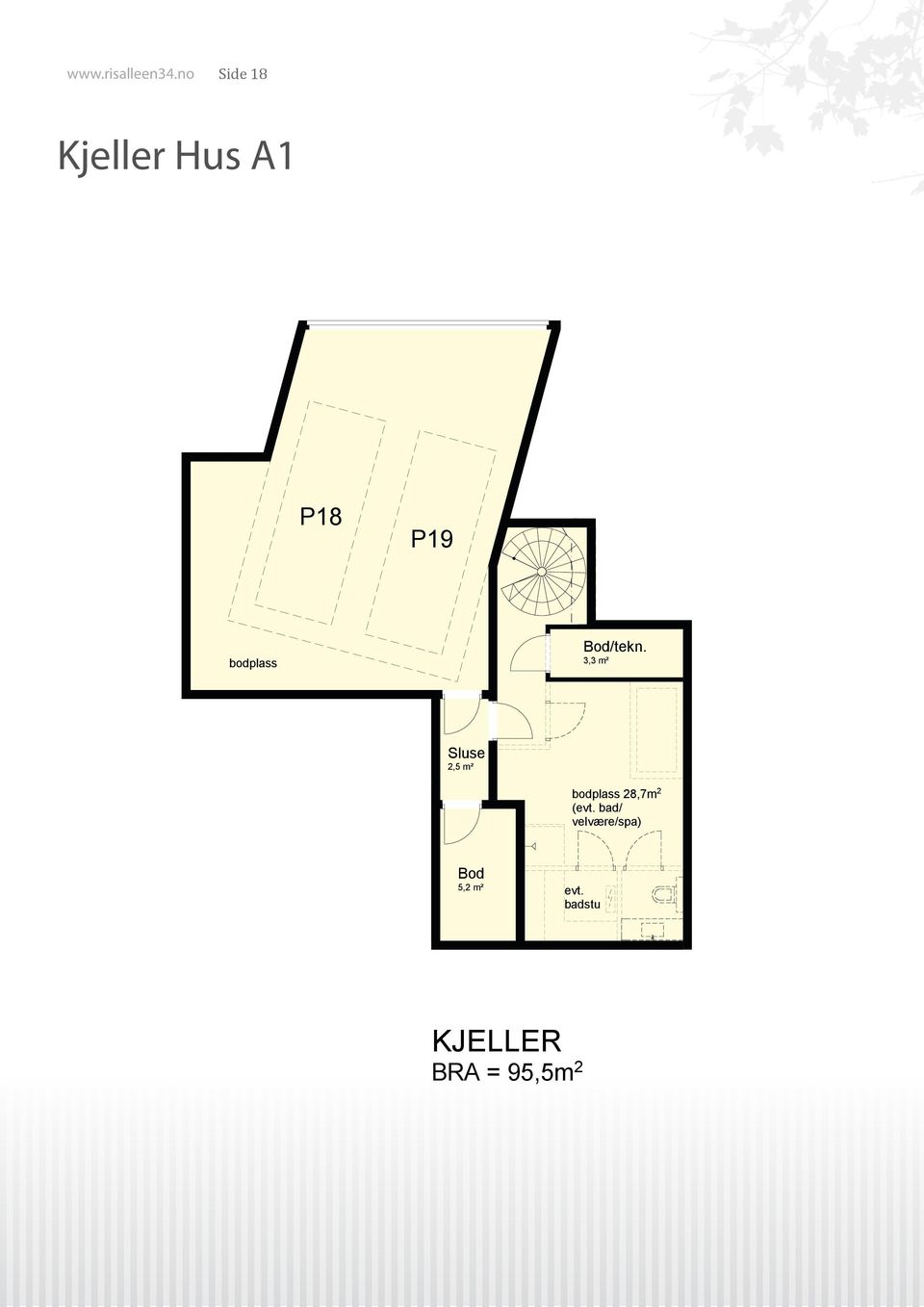 3,3 m² bodplass felles-bod Sluse 11,0 m² 2,5 m² bodplass 28,7m2