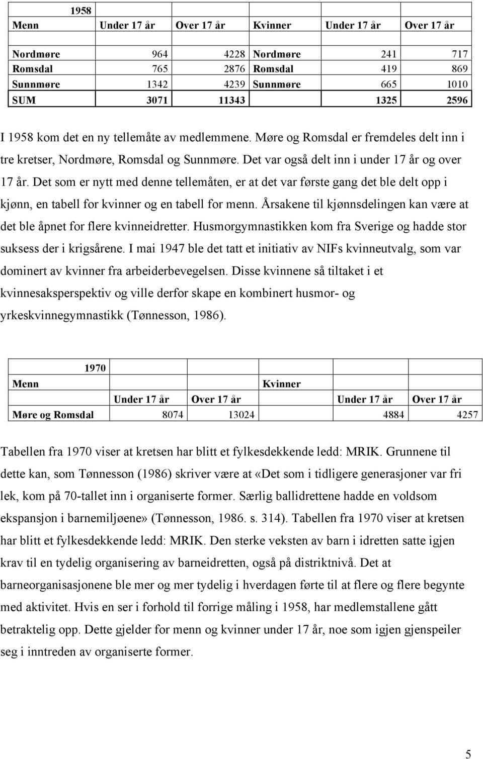 Det som er nytt med denne tellemåten, er at det var første gang det ble delt opp i kjønn, en tabell for kvinner og en tabell for menn.