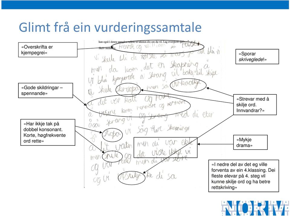 Korte, høgfrekvente ord rette» «Strevar med å skilje ord. Innvandrar?