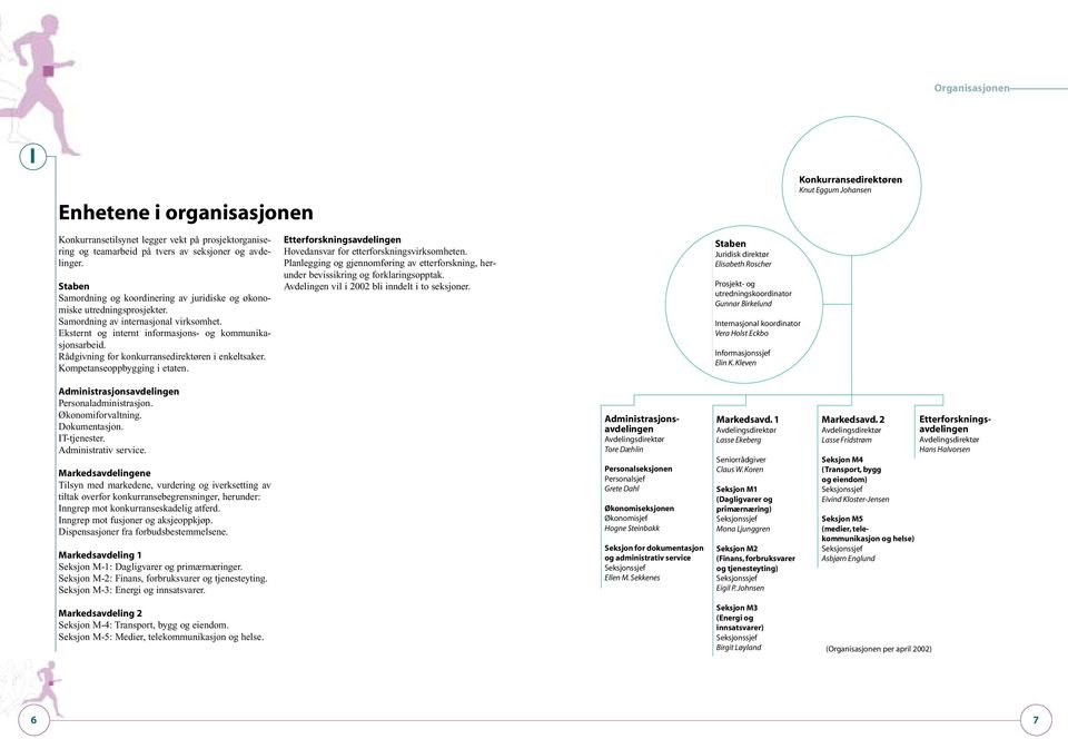 Rådgivning for konkurransedirektøren i enkeltsaker. Kompetanseoppbygging i etaten. Etterforskningsavdelingen Hovedansvar for etterforskningsvirksomheten.