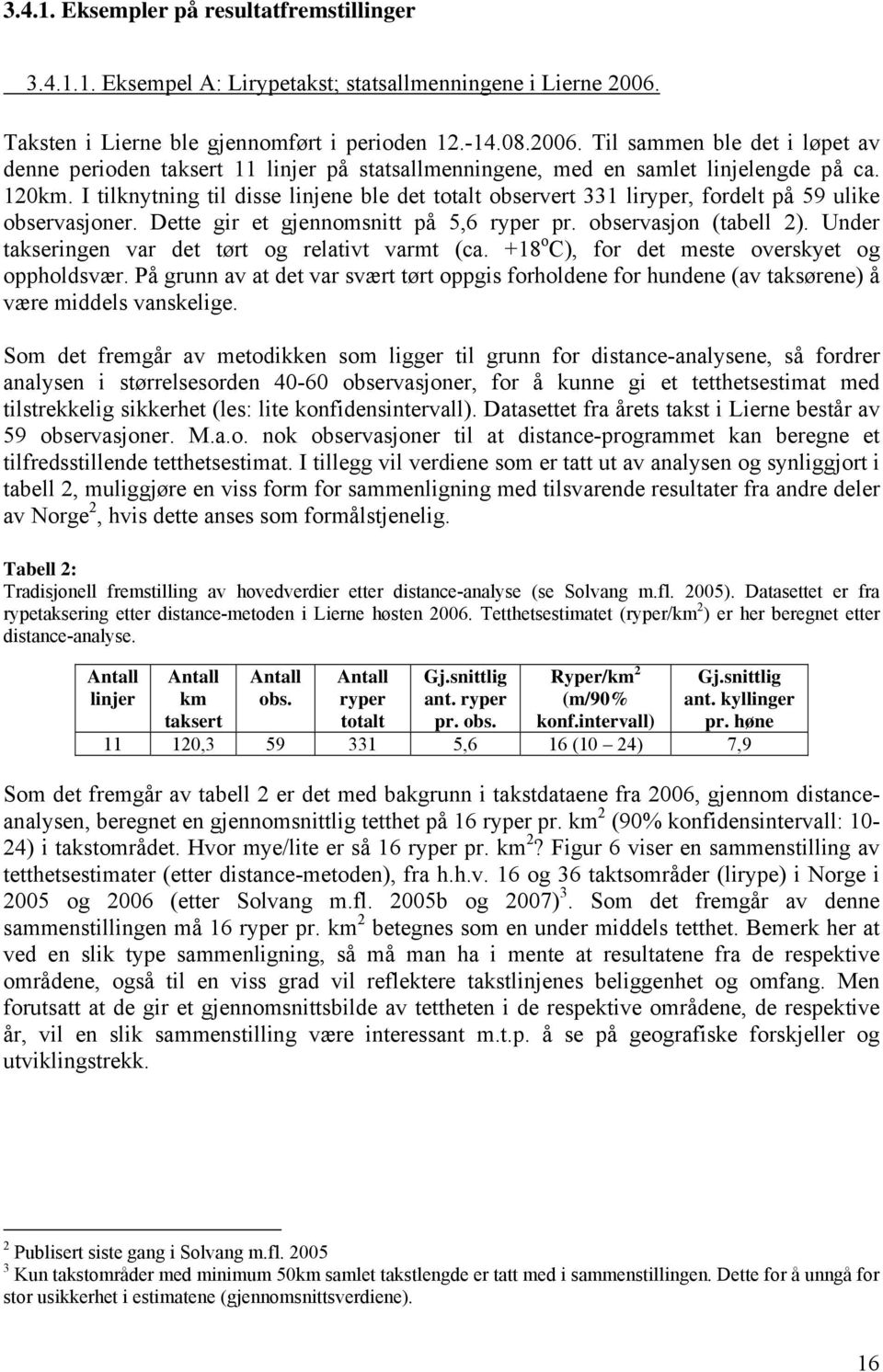 I tilknytning til disse linjene ble det totalt observert 331 liryper, fordelt på 59 ulike observasjoner. Dette gir et gjennomsnitt på 5,6 ryper pr. observasjon (tabell 2).