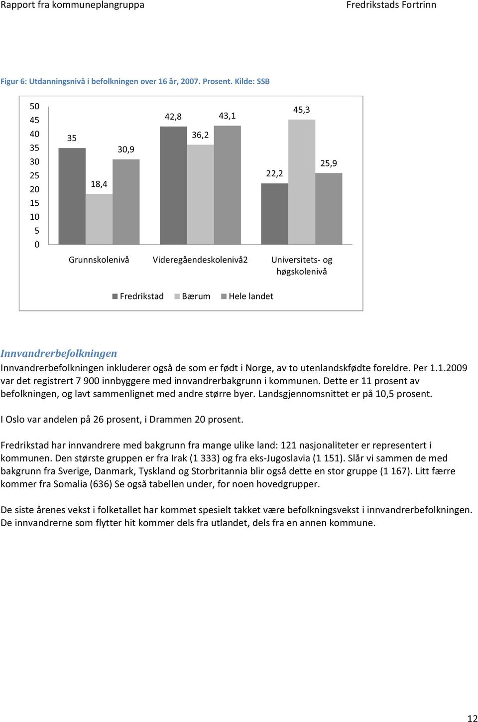 Innvandrerbefolkningen Innvandrerbefolkningen inkluderer også de som er født i Norge, av to utenlandskfødte foreldre. Per 1.1.2009 var det registrert 7 900 innbyggere med innvandrerbakgrunn i kommunen.