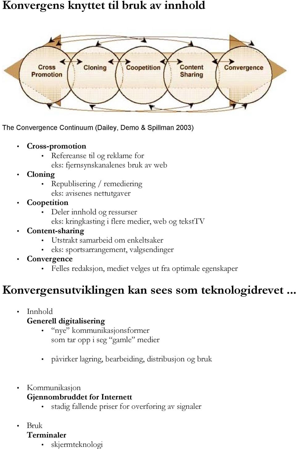 sportsarrangement, valgsendinger Convergence Felles redaksjon, mediet velges ut fra optimale egenskaper Konvergensutviklingen kan sees som teknologidrevet.