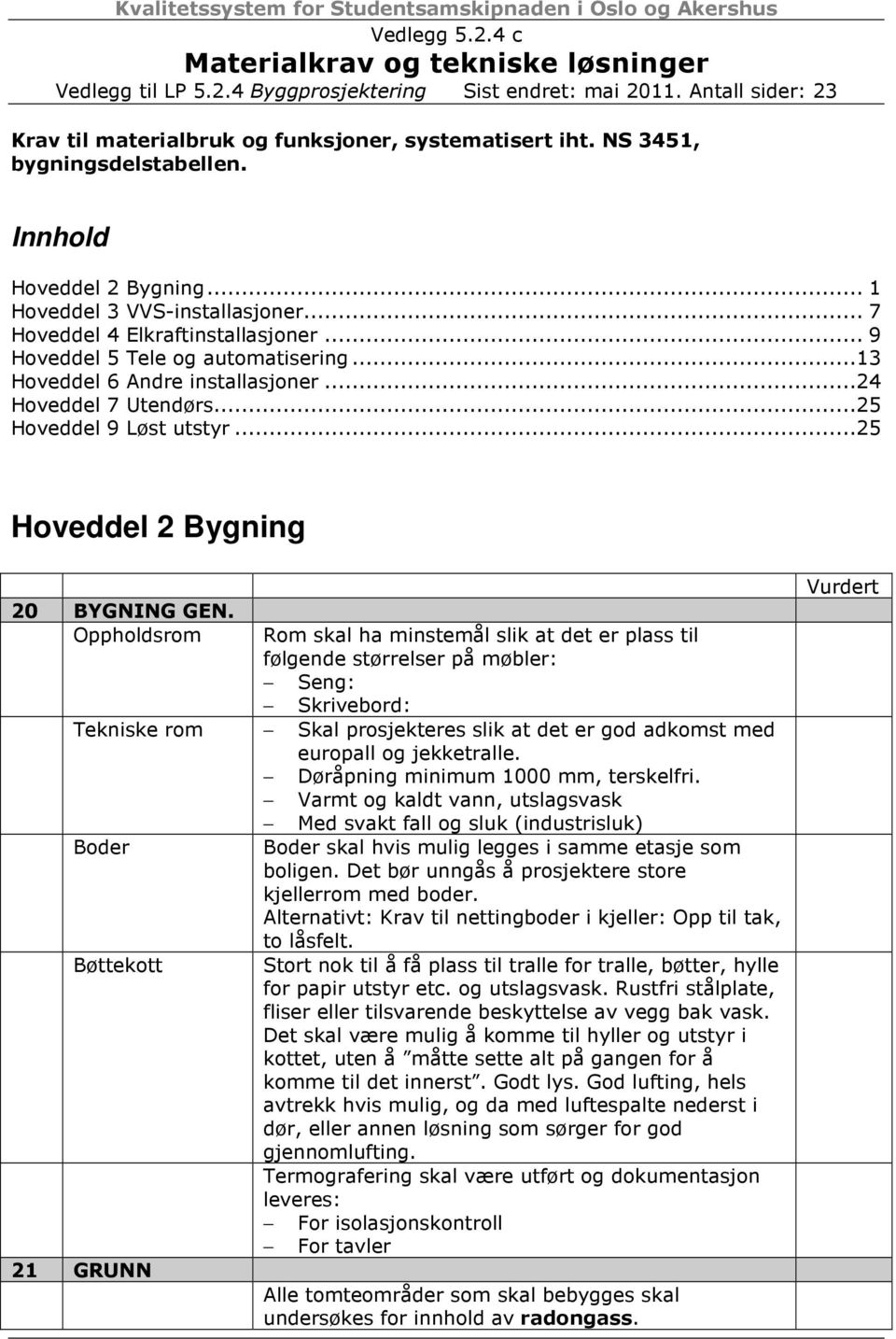 .. 7 Hoveddel 4 Elkraftinstallasjoner... 9 Hoveddel 5 Tele og automatisering...13 Hoveddel 6 Andre installasjoner...24 Hoveddel 7 Utendørs...25 Hoveddel 9 Løst utstyr.