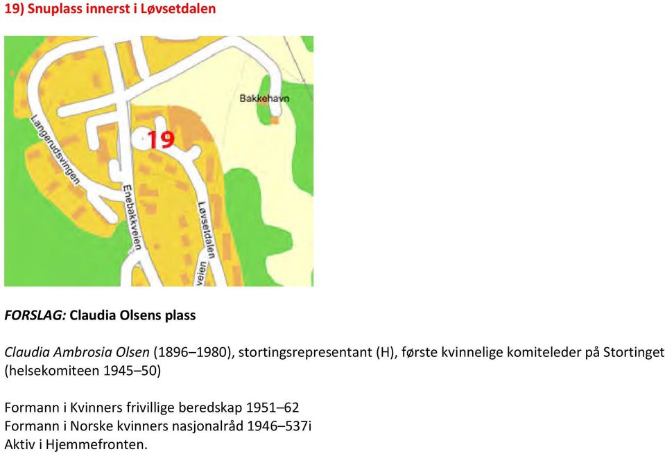 komiteleder på Stortinget (helsekomiteen 1945 50) Formann i Kvinners