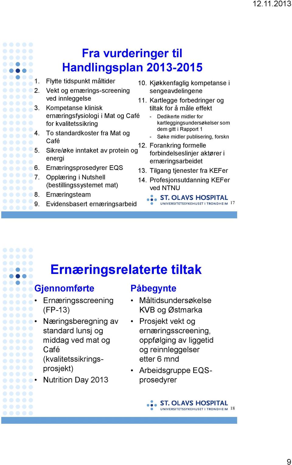 Evidensbasert ernæringsarbeid 10. Kjøkkenfaglig kompetanse i sengeavdelingene 11.