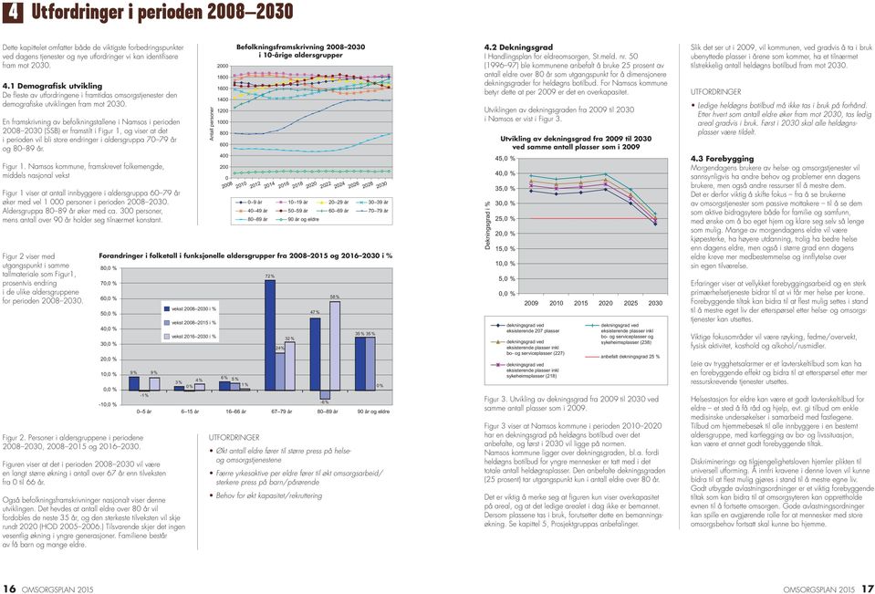 En framskrivning av befolkningstallene i Namsos i perioden 2008 2030 (SSB) er framstilt i Figur 1,