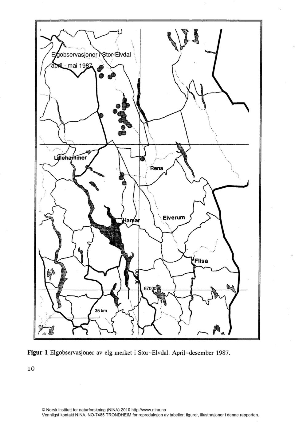 35 km Figur 1 Elgobservasjoner av elg