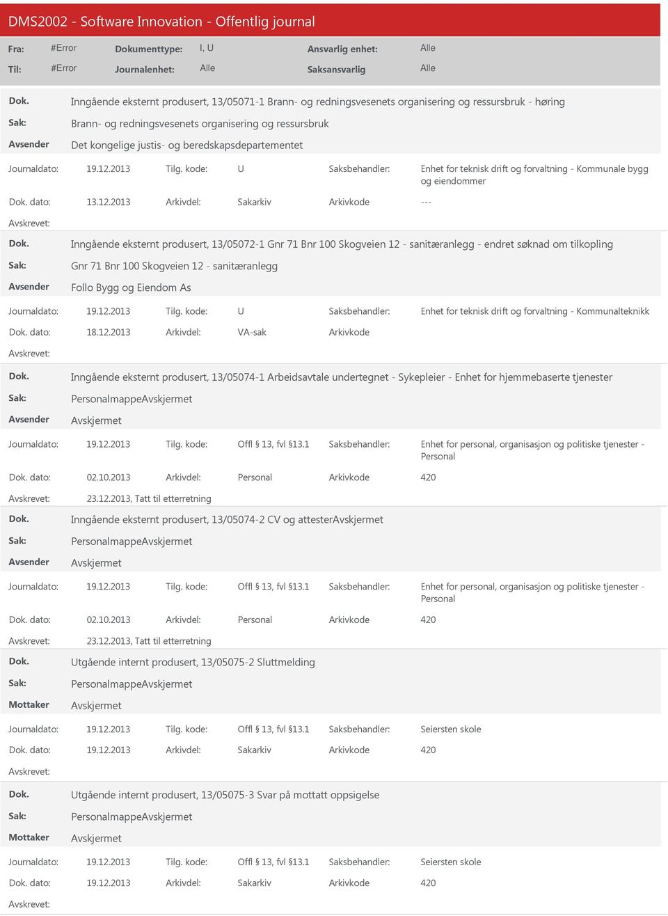 2013 Sakarkiv Inngående eksternt produsert, 13/05072-1 Gnr 71 Bnr 100 Skogveien 12 - sanitæranlegg - endret søknad om tilkopling Gnr 71 Bnr 100 Skogveien 12 - sanitæranlegg Follo Bygg og Eiendom As