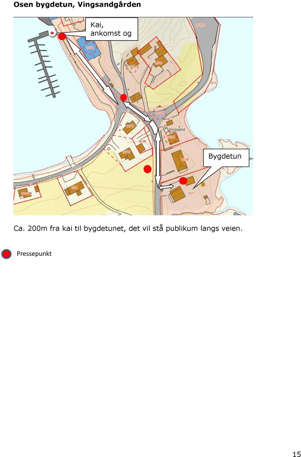 200m fra kai til bygdetunet, det