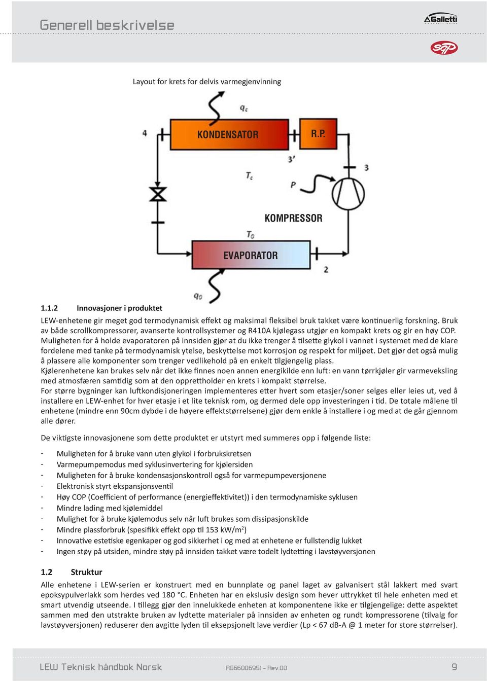 Bruk av både scrollkompressorer, avanserte kontrollsystemer og R410A kjølegass utgjør en kompakt krets og gir en høy COP.