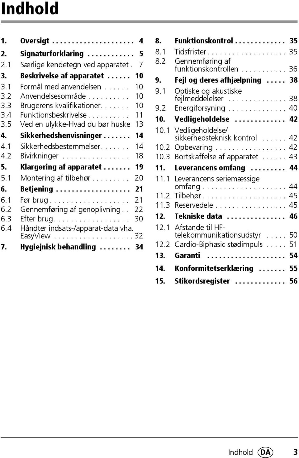 ............... 18 5. Klargøring af apparatet....... 19 5.1 Montering af tilbehør......... 20 6. Betjening................... 21 6.1 Før brug................... 21 6.2 Gennemføring af genoplivning.