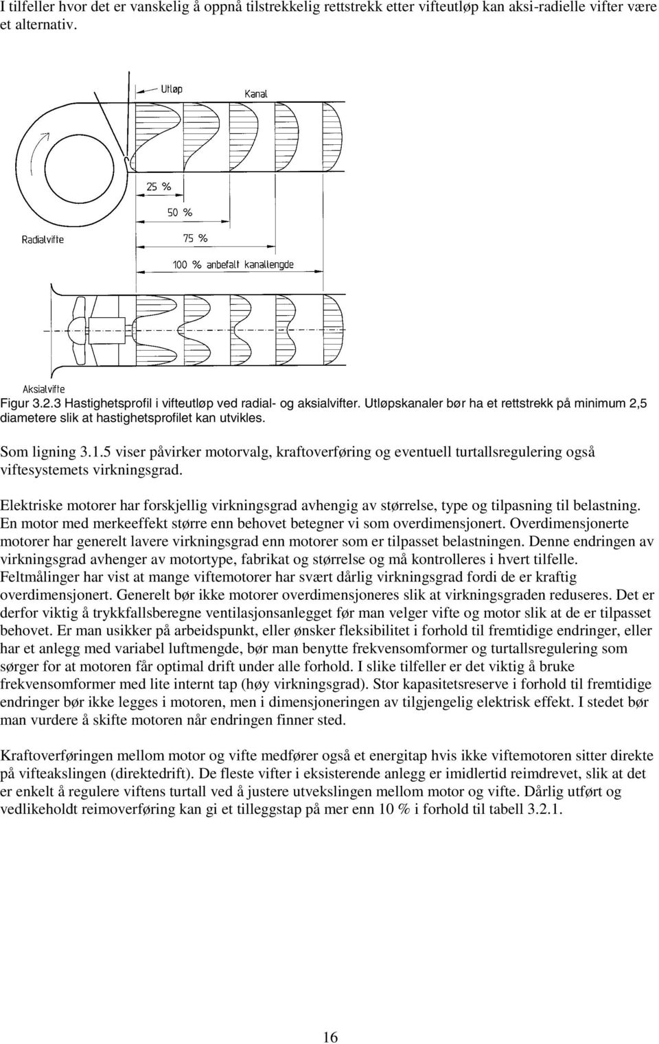 5 viser påvirker motorvalg, kraftoverføring og eventuell turtallsregulering også viftesystemets virkningsgrad.