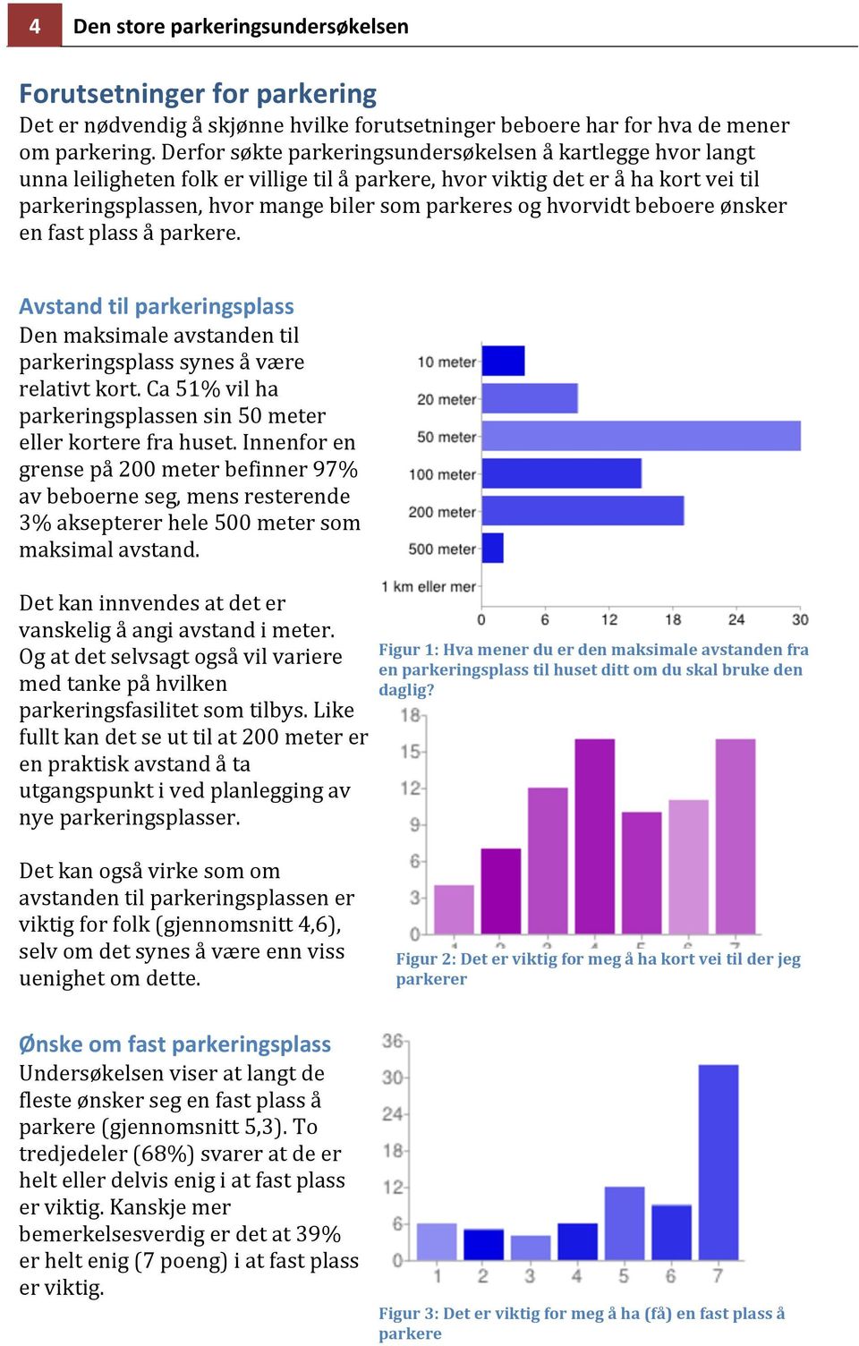 hvorvidt beboere ønsker en fast plass å parkere. Avstand til parkeringsplass Den maksimale avstanden til parkeringsplass synes å være relativt kort.